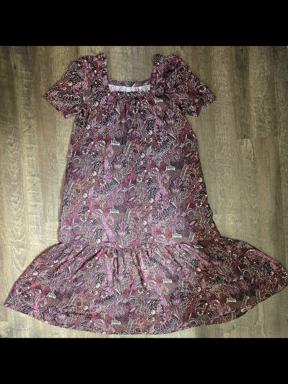 Maeve Anthropologie Lisabetta Tiered Maxi Dress Women's M Purple Paisley Satiny - Picture 6 of 15